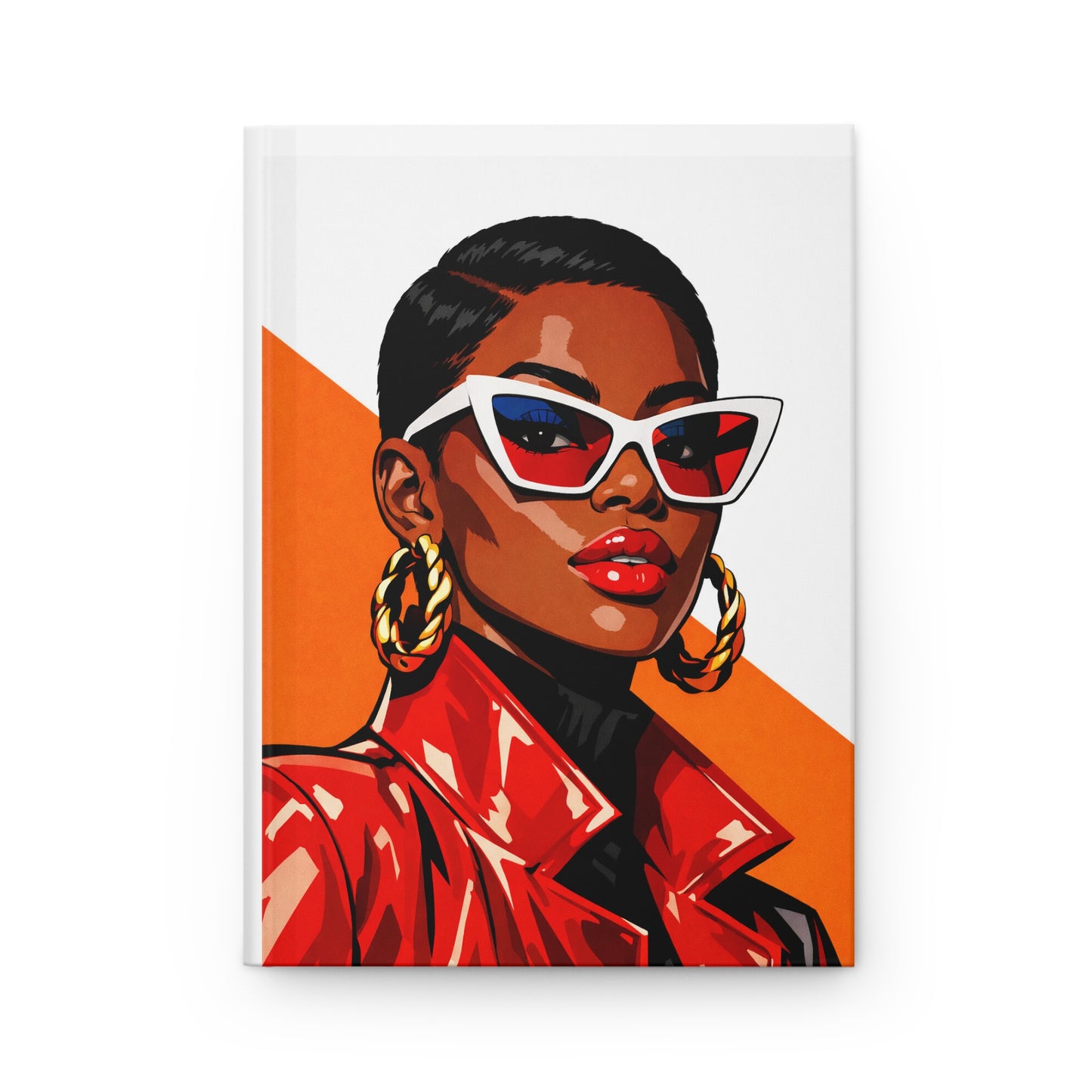 Stylish Red Coat Woman Hardcover Journal – Bold Pop Art Notebook