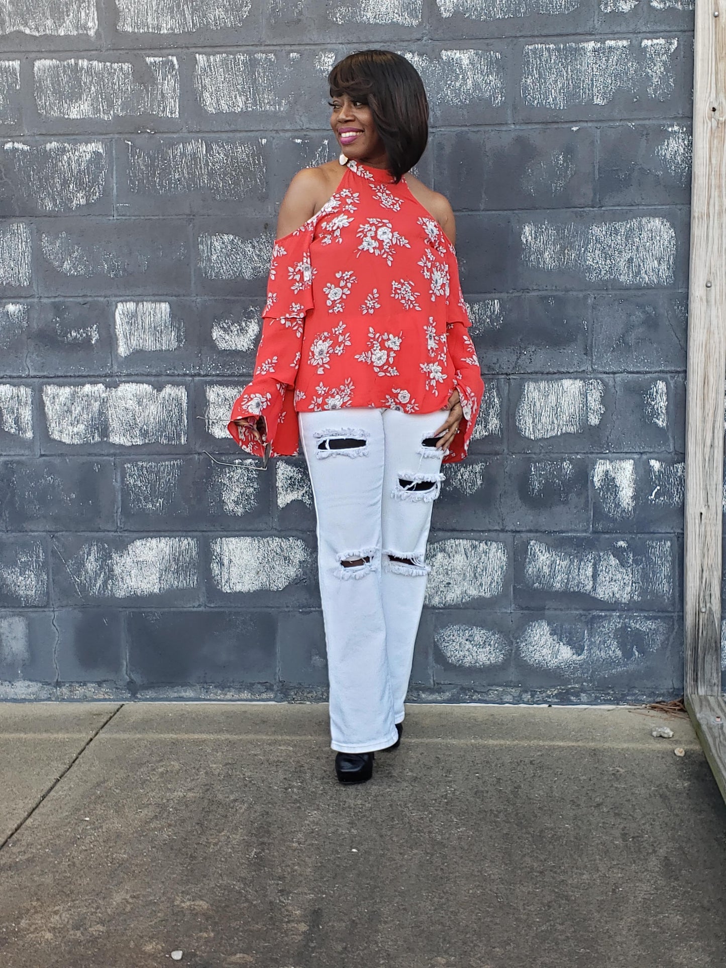 Halter Neck Cold Shoulder