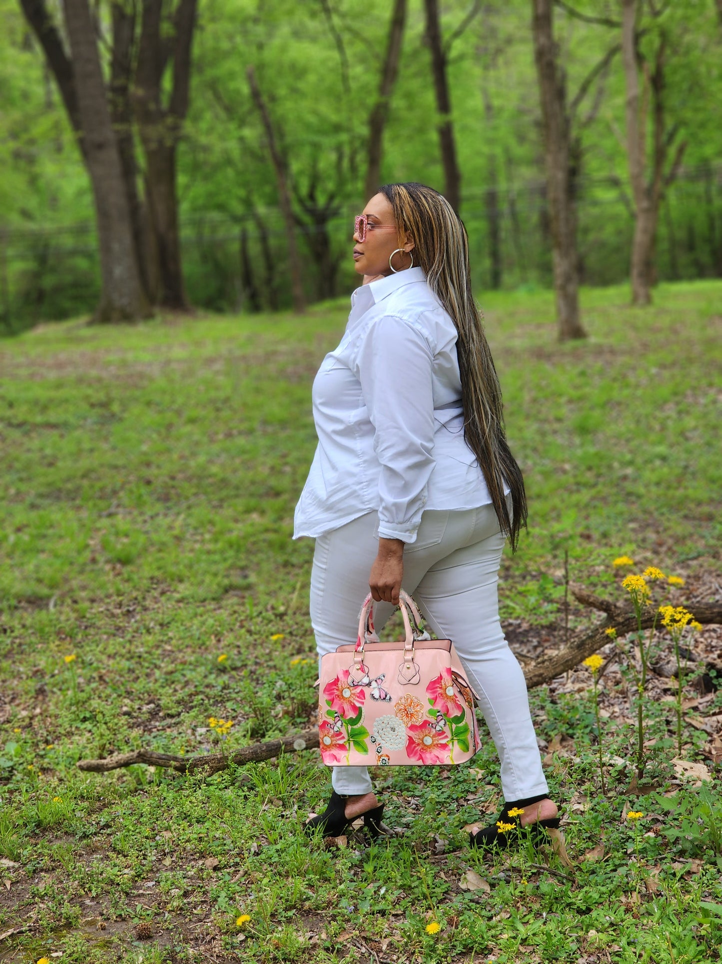 Glossy Flower Printed 3-in-1 Satchel