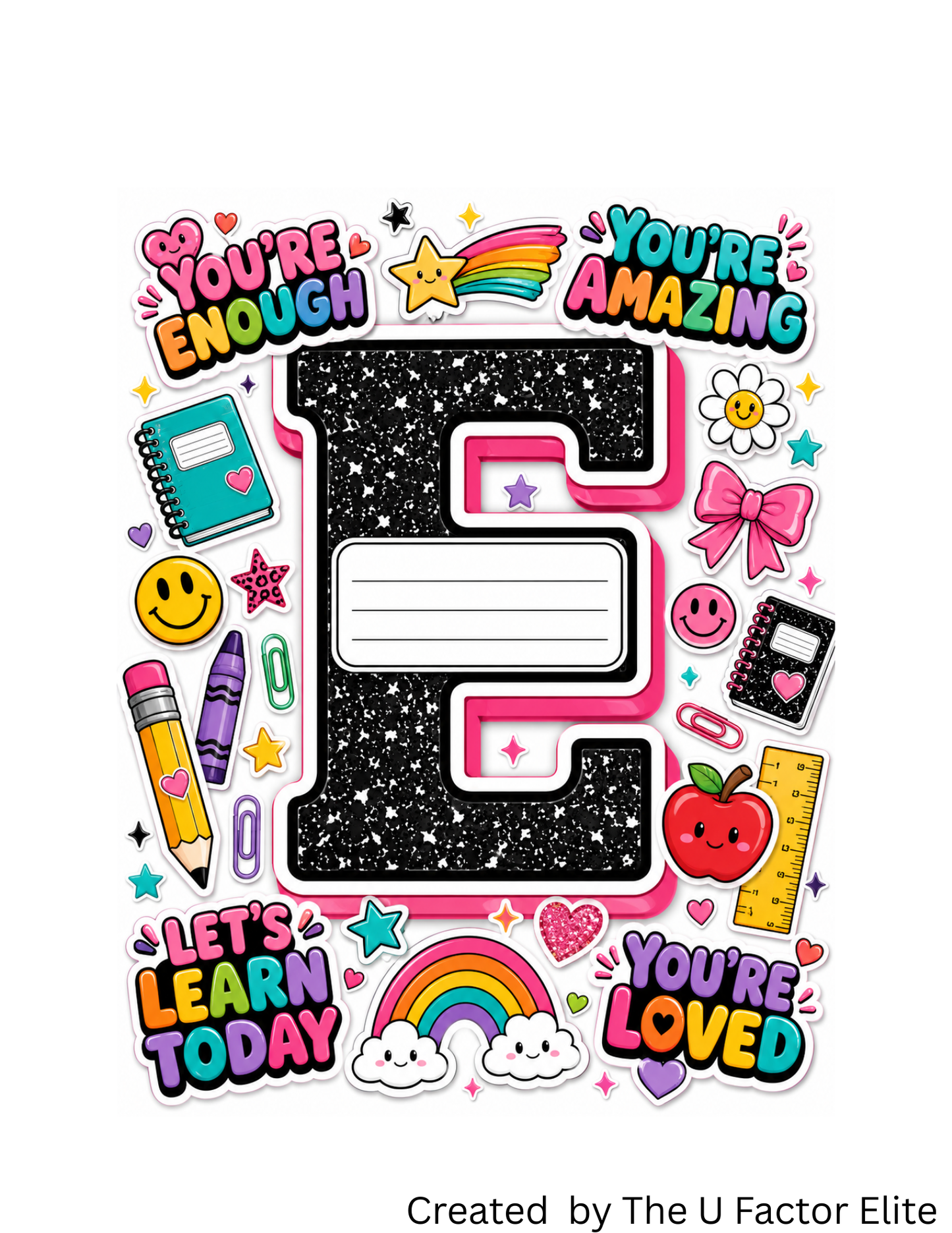 Initial E Back-to-School Notebook Cover Printable