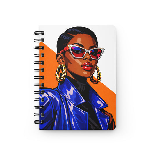Bold Afrocentric Art Spiral Journal — Fashion Portrait Notebook
