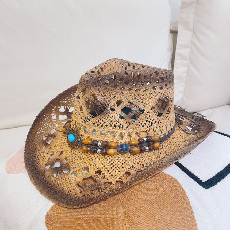 Outdoor Beach Hat Cowboy Straw Hat Top Hat Sunscreen Sun Hat