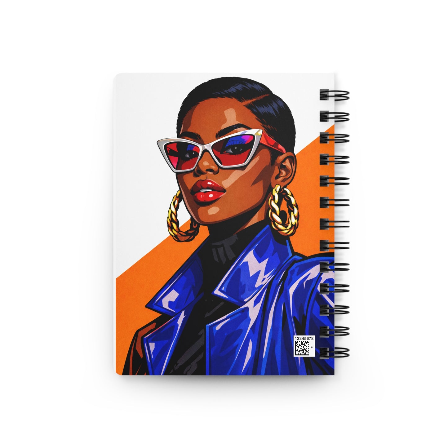 Bold Afrocentric Art Spiral Journal — Fashion Portrait Notebook
