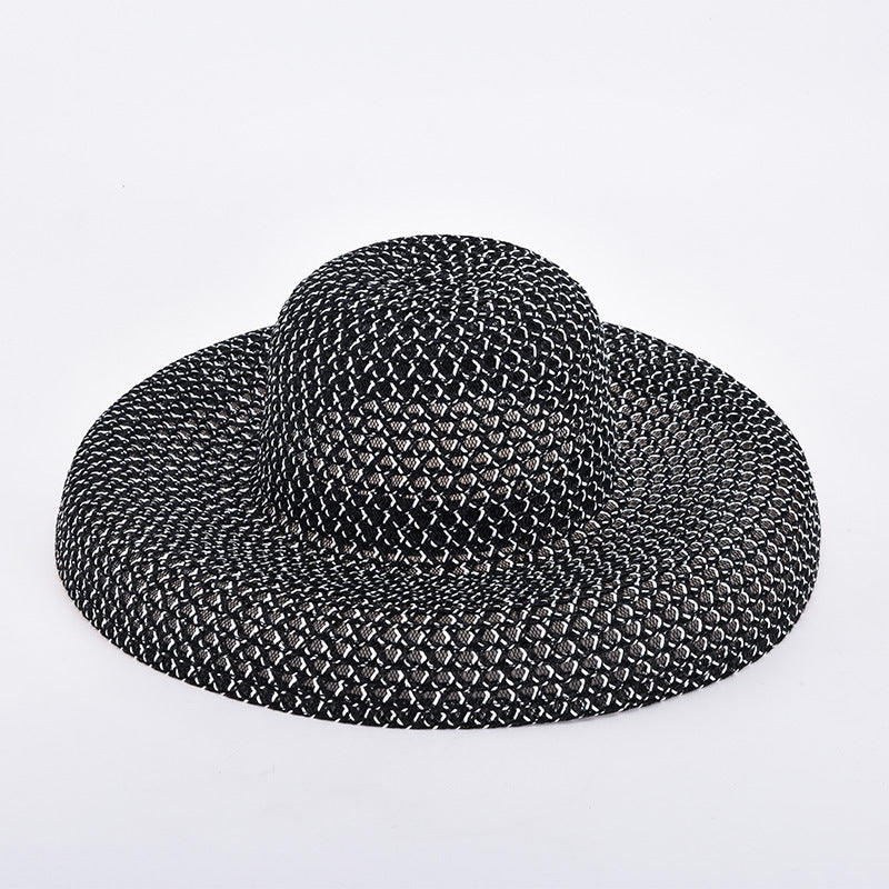 Black Net Red Straw Hat Sun Hat Sunscreen Holiday Seaside Beach Big Brim Summer Sun Hat