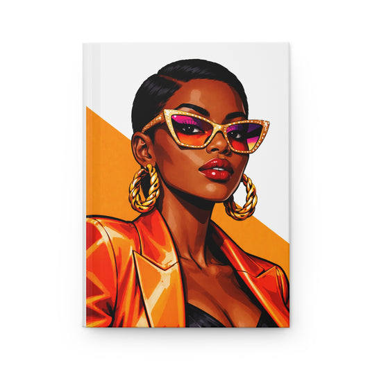 Bold Fashionista Hardcover Journal — Stylish Sunglasses Woman Notebook