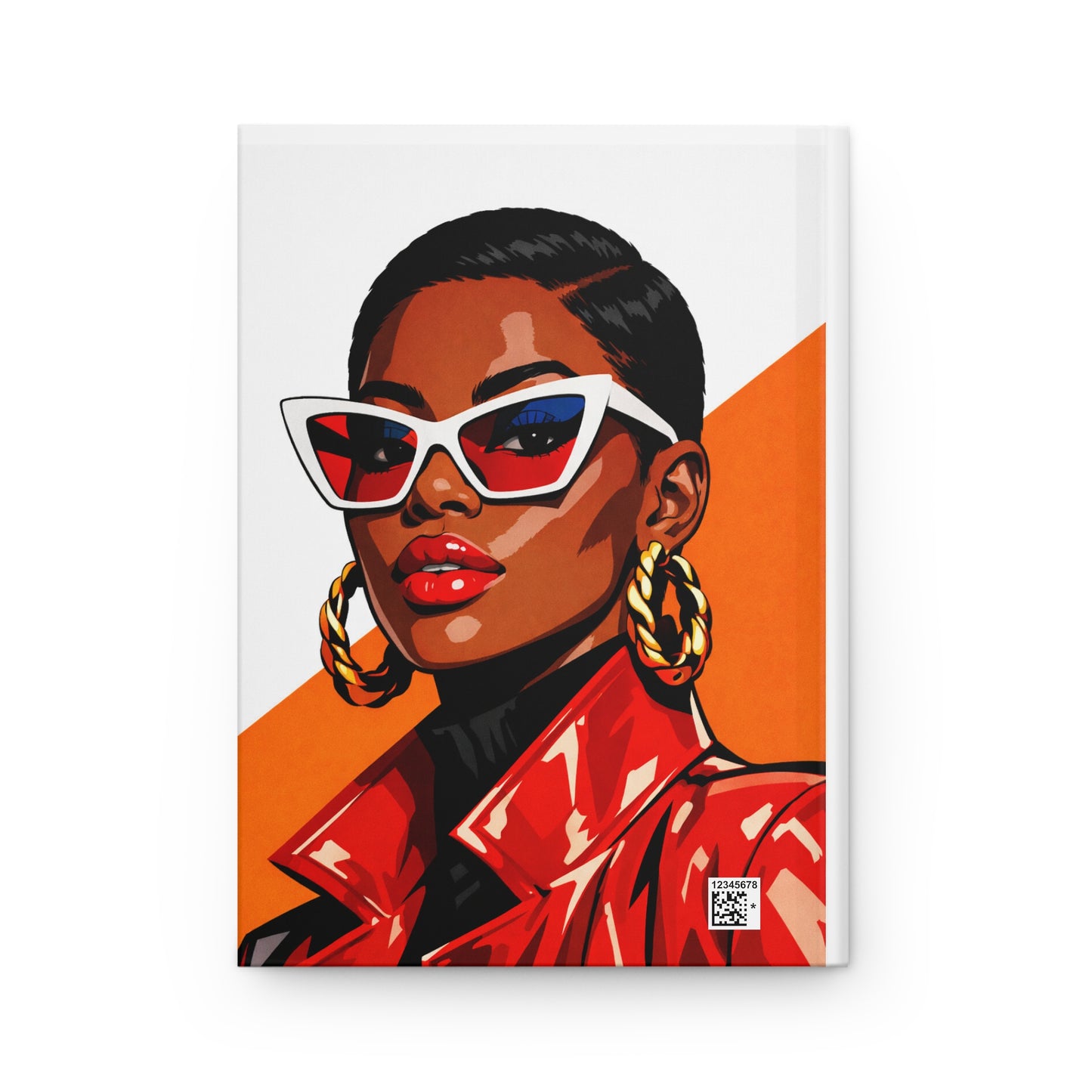 Stylish Red Coat Woman Hardcover Journal – Bold Pop Art Notebook