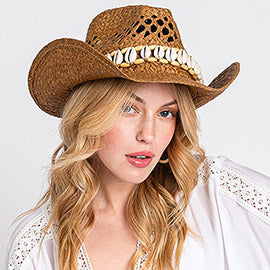 Sea  Shell Band Cowboy/ Cowgirl Handmade Hat