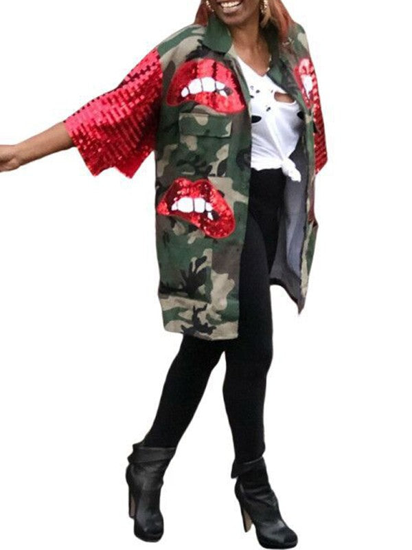 Camo Red Lip Jacket